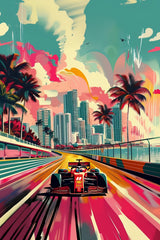 Formula 1 Watercolor Painting Wall Art