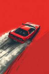 Red Sports Car & Red Background Wall Art