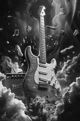 Black Rock Electric Guitar Wall Art