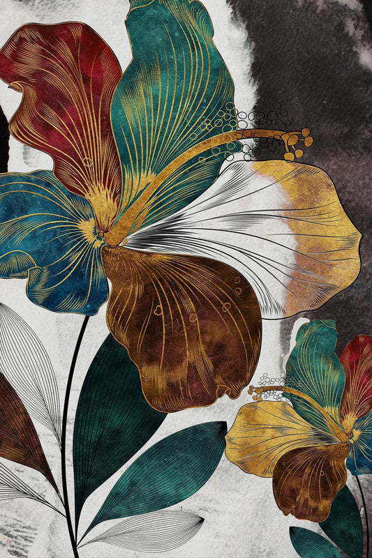 Floral Fusion - Multicolor Patels Modern Wall Art - beink online art store