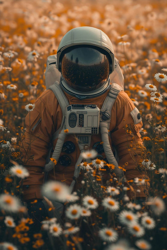 Lying In Flowers Astronaut Artwork - beink online art store