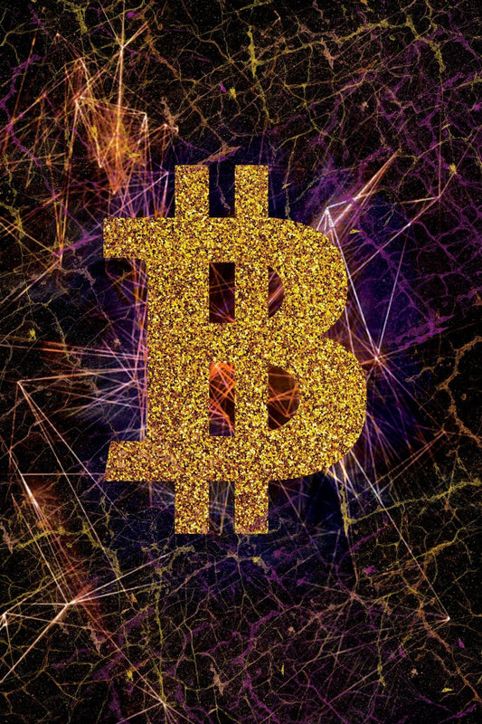 Abstract Bitcoin Golden Symbol Wall Art - beink online art store