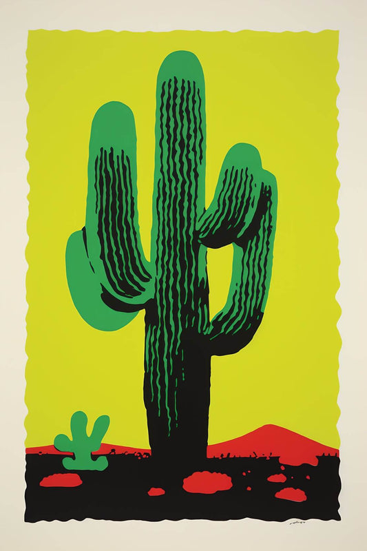 Vibrant Green Saguaro Cactus Wall Art - beink online art store