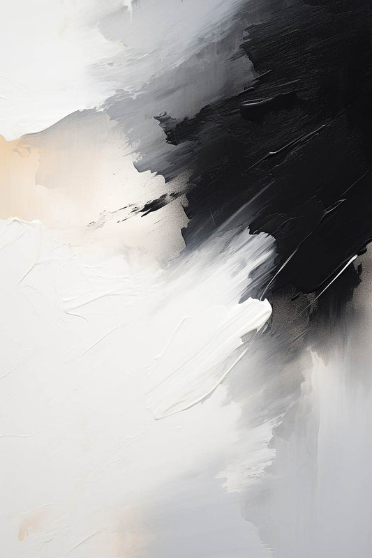 Black and White Brush Stroke Abstract Wall Art - beink online art store