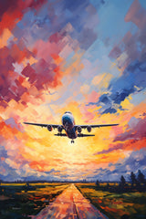 Drawing Of Airplane Takeoff Wall Art