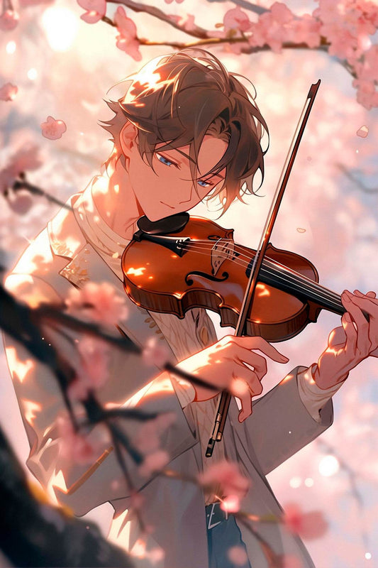 Young Anime Boy Playing violin Wall Art - beink online art store