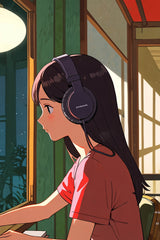 A Girl with Headphones on Anime Wall Art - beink online art store