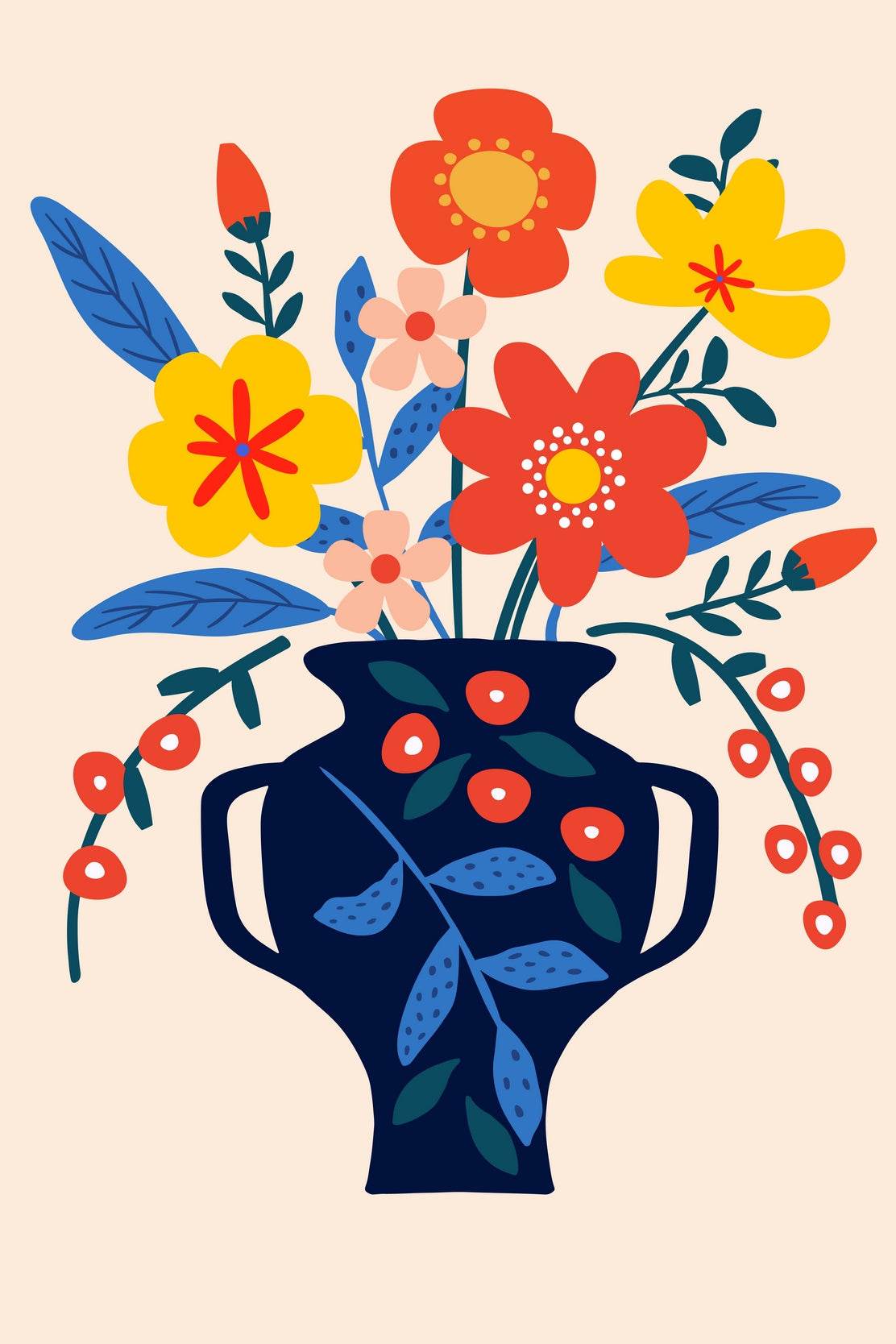 Painting Of a Clay Pot With Summer Flowers Art - beink online art store