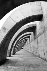 Arch Corridor Black & White Wall Art