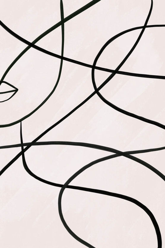 Drawing Black Curved Waves Wall Art - beink online art store