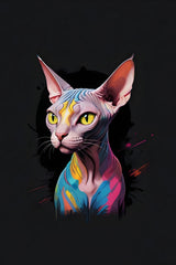 Painting of Colorful Sphynx Cat Animal Wall Art