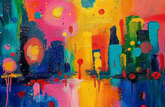 Vibrant Abstract Colorful Strokes Acrylic Painting