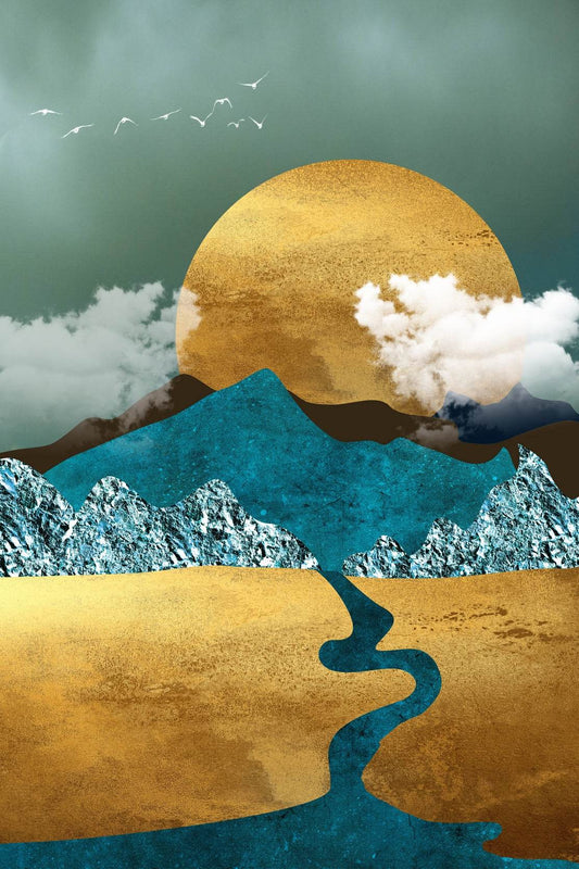 Wanderlust Golden Path Modern Wall Art - beink online art store