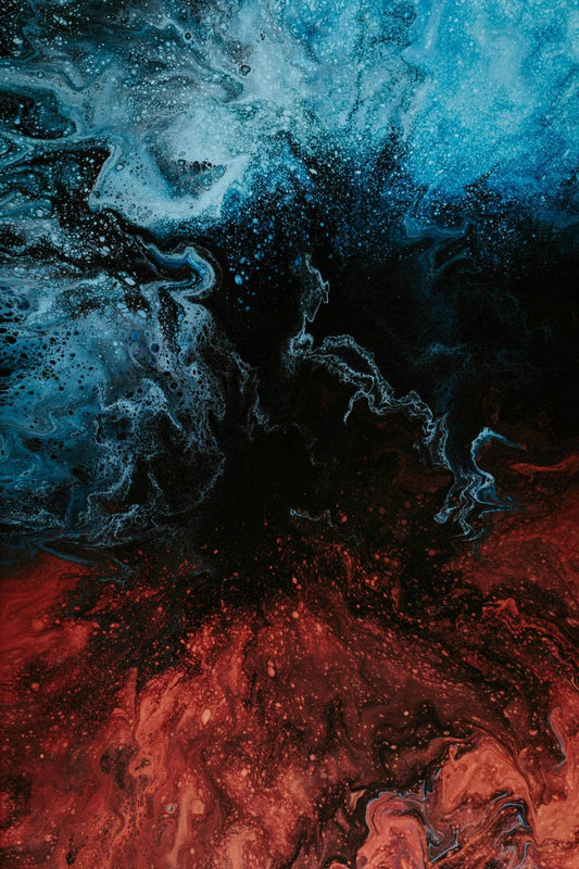 Blue and Red Water Color Liquid Abstract Wall Art - beink online art store