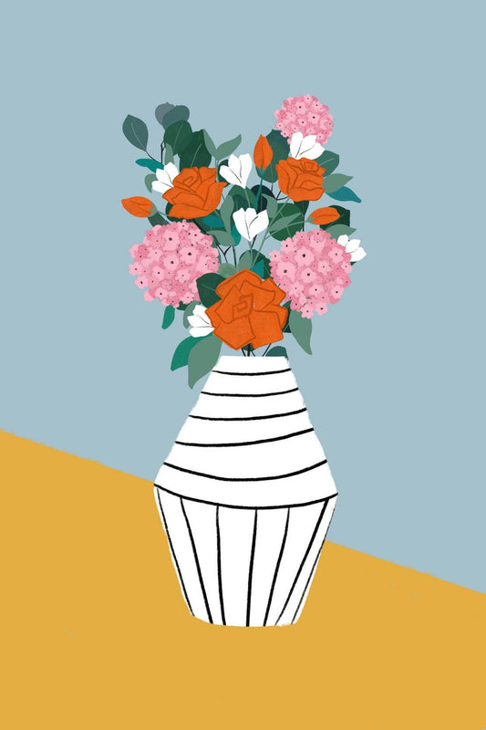 Black And White Vase With Spring Flowers Wall Art - beink online art store