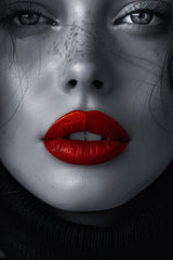 A Woman face With Red Lipstick Wall Art