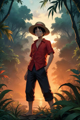 Monkey D. Luffy in Jungle  Anime Wall  Art