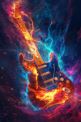 Water And Fire Electronic Guitar Wall Art