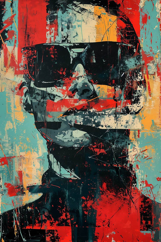 Oil Paint Strokes of Funky Man With Glasses Wall Art - beink online art store