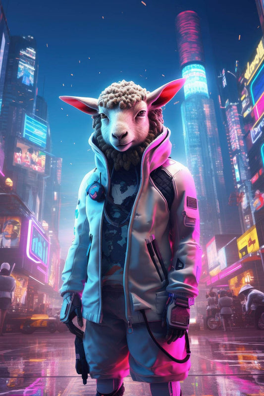 Portrait Sheep Cyberpunk Style Wall Art - beink online art store