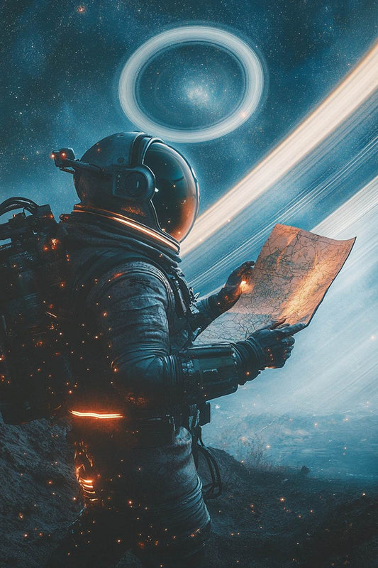 astronaut holding a piece of paper Wall Art - beink online art store