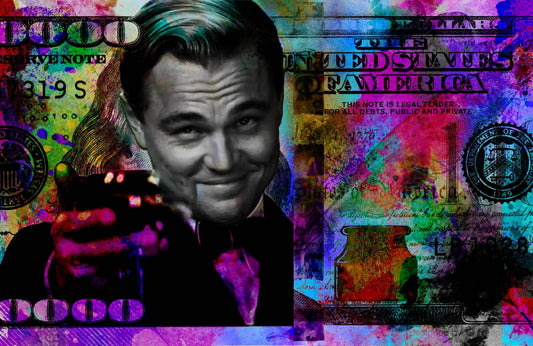 Leonardo DiCaprio - Colorful Dollar Background Wall Art - beink online art store