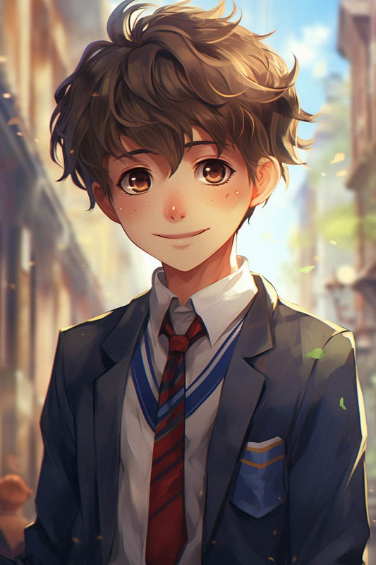 Anime style portrait of young Student school in Uniform Wall Art - beink online art store