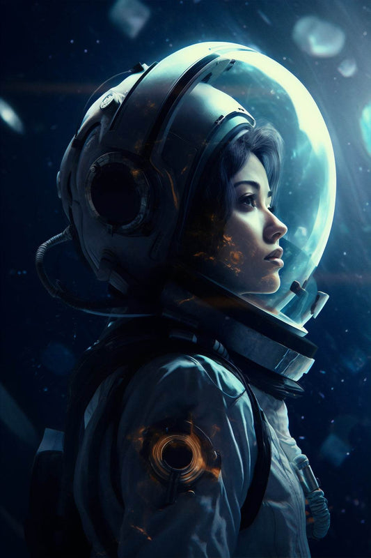 Female Astronaut portrait from side Wall Art - beink online art store