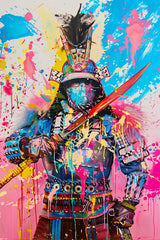 Futuristic Samurai Warrior in Vibrant Colors Wall Art