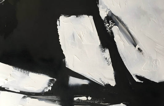 Black and White Paint Brush Strokes Wall Art - beink online art store