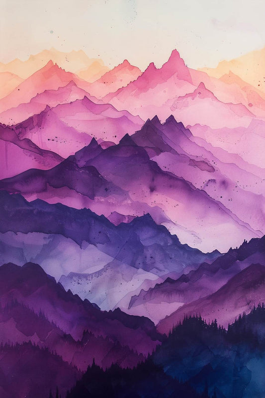 Colorfull Watercolor Mountain Wall Art - beink online art store