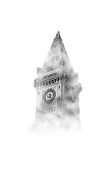 Clock Tower Black & White Wall Art