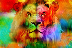 Multicolor Loin Face Wall Art - beink online art store