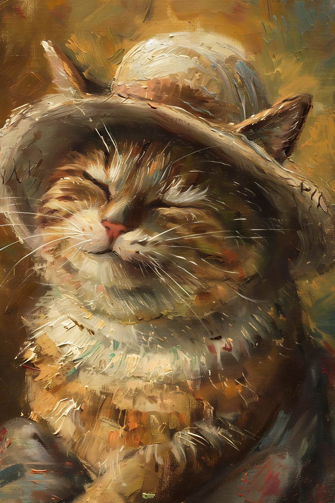Brush Stroked Painting of Sleepy Cat - beink online art store