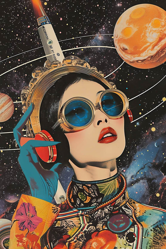 Collage Retro space background collage art - beink online art store