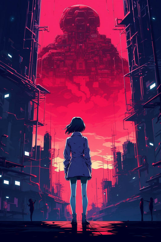 Anime Girl Standing in a Dark Alley Wall Art - beink online art store