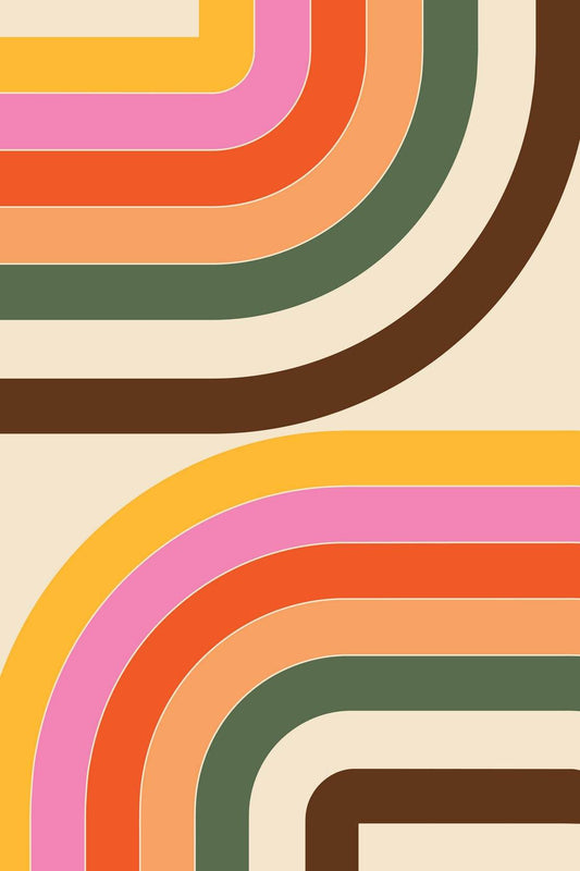 Drawing Colored Curved Lines Wall Art - beink online art store