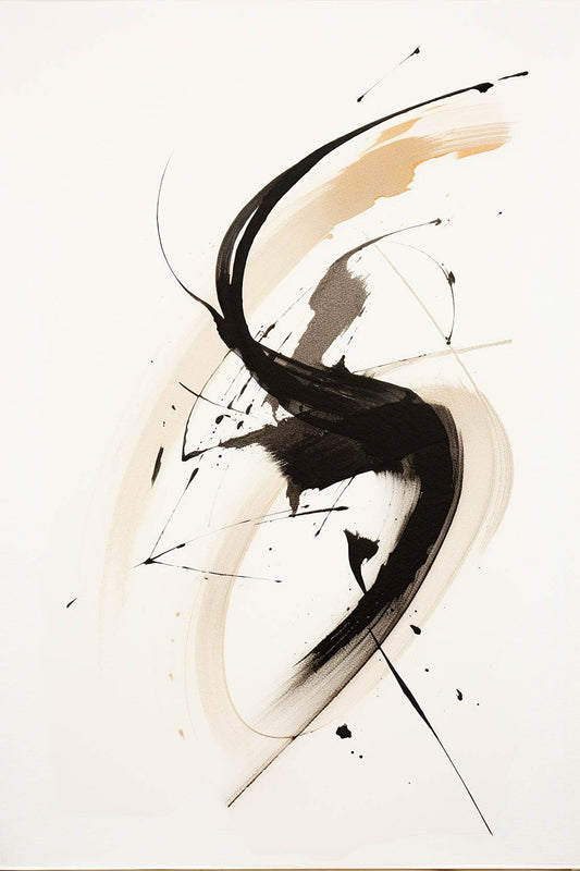 Swirl Black Ink Paint Abstract Wall Art - beink online art store