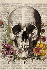 Floral Skull Typography Wall Art