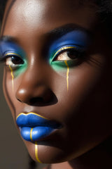 African Women Makeup With Blue Color Wall Art