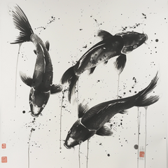 Three Koi Fish Painting Wall Art