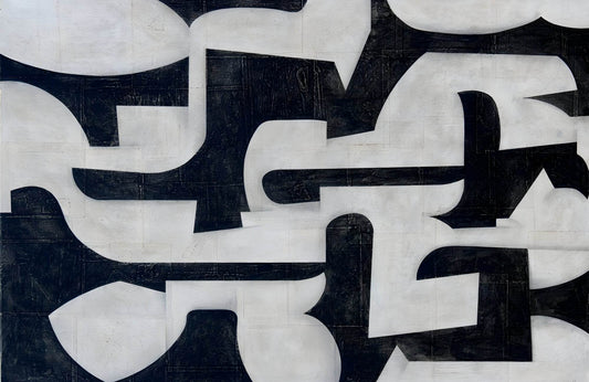 Black and White Interlocking Shapes Wall Art - beink online art store