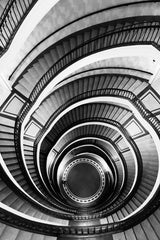 Old Style Stairs Architecture Black and White Wall Art