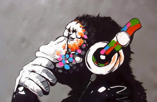 Ape Wearing Headphones - Ape Beats Wall Art - beink online art store