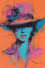 Painting Of A Woman With A Brimmed Hat Wall Art