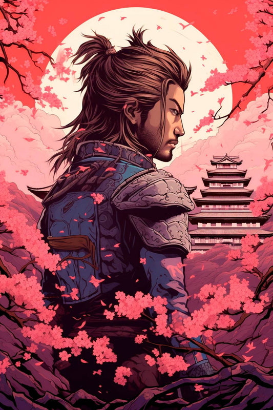 Samurai In Blossoms Anime Wall Art - beink online art store