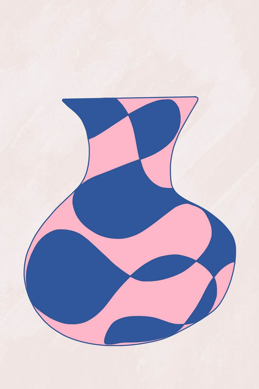 Pink And Blue Vase Wall Art - beink online art store