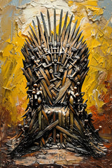 Painting Of A Chair Made Of Daggers And Swords Wall Art