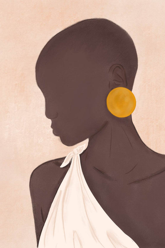 Portrait of A Black Woman With Earrings Wall Art - beink online art store