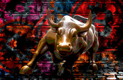 Charging Bull Statue Wall Art